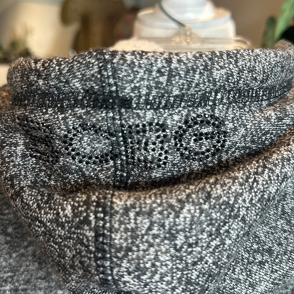 GUC BCBGMaxazia Grey/Blk Fleece Lined Bling Drawstring Hoodie, Small - Picture 5 of 12